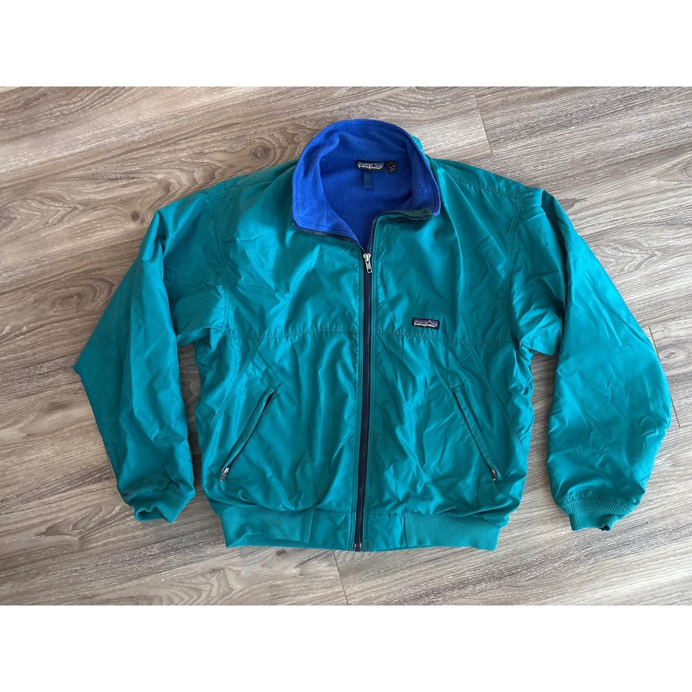 Vintage Patagonia Shelled Synchilla Jacket Teal Blue Made in USA Mens Large